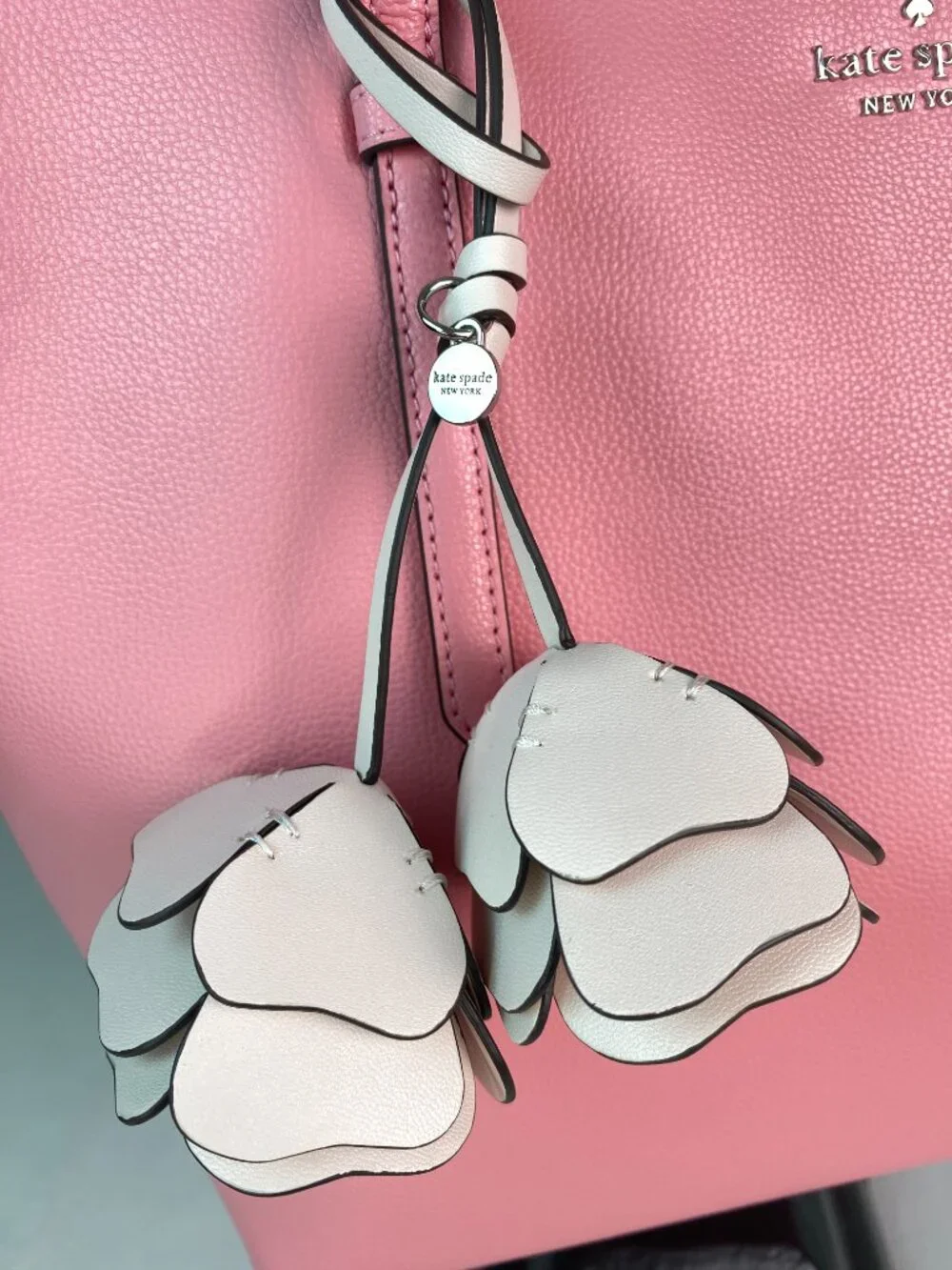 Kate Spade All Day Tote Grapefruit Pink Leather NWT + Flower Charm 🌸 Shelby